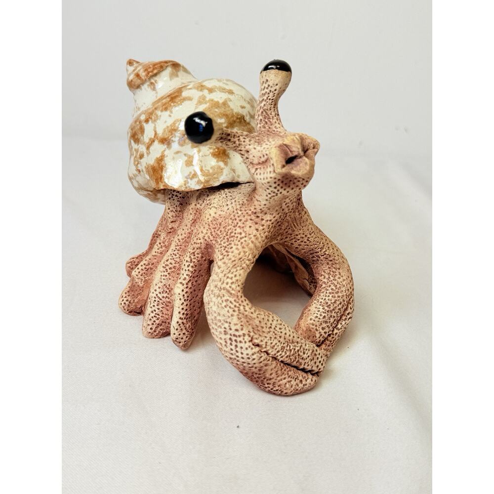 Studio Pottery Ceramic Hermit Crab Textured Whimsical Garden Decor